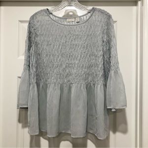 New HINGE Pale Blue Sheer Romantic Top Blouse Size Medium